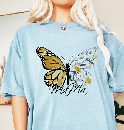 Féileacán Retro Floral T-léine Mamaí, Léine Mhama Do Lá na Máthar, T-léine Mamaí, Léine do Mhama Do Lá na Máthar, T-léine Mama Féileacán