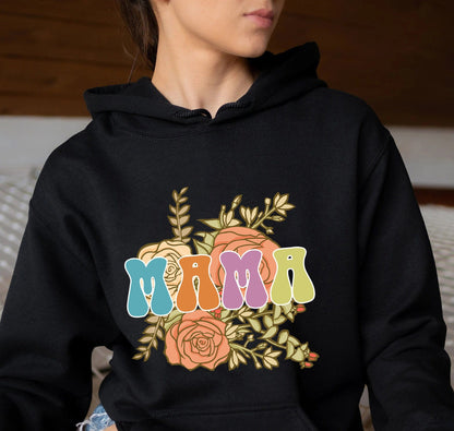 Retro Floral Mama Hoodie Tee, Léine Mam Do Mam Le haghaidh Lá na Máthar, T-léine Mamaí, Léine Do Mam Le haghaidh Lá na Máthar, T-léine Mamaí