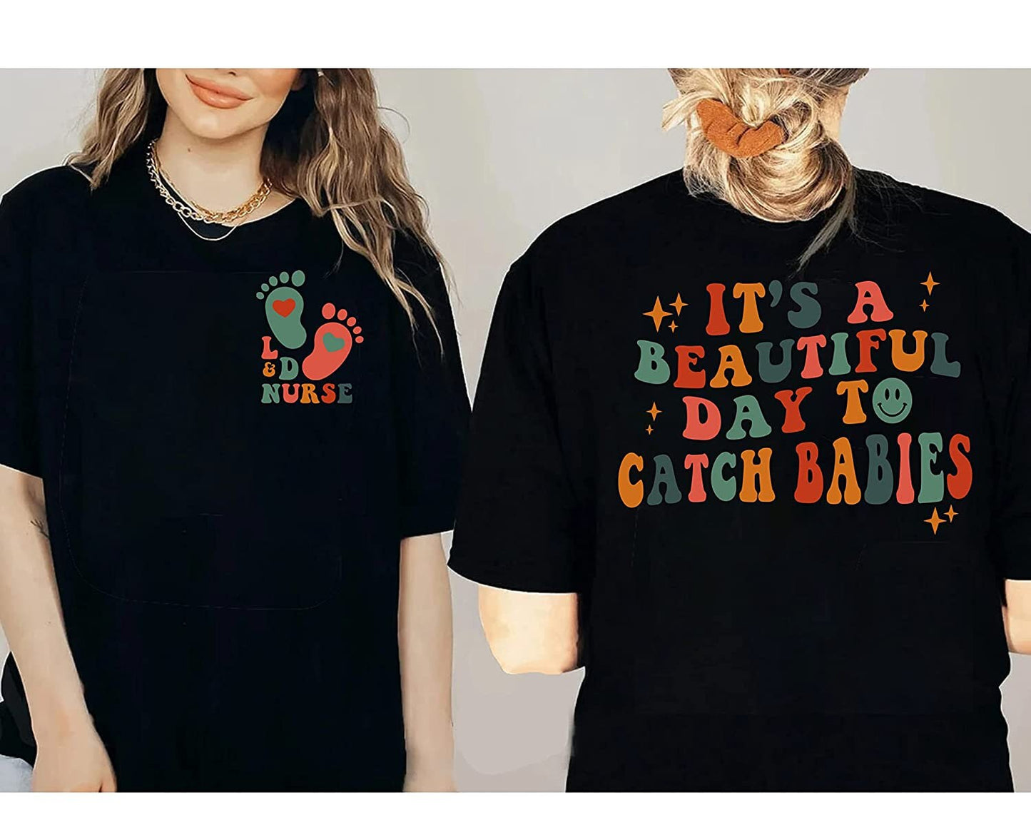 Retro It's A Beautiful Day To Catch Babies Sweatshirt, Custom Labor And Delivery Nurse T-Shirt, Midwife Shirt, L&D Nurse, Nurse Sweatshirt