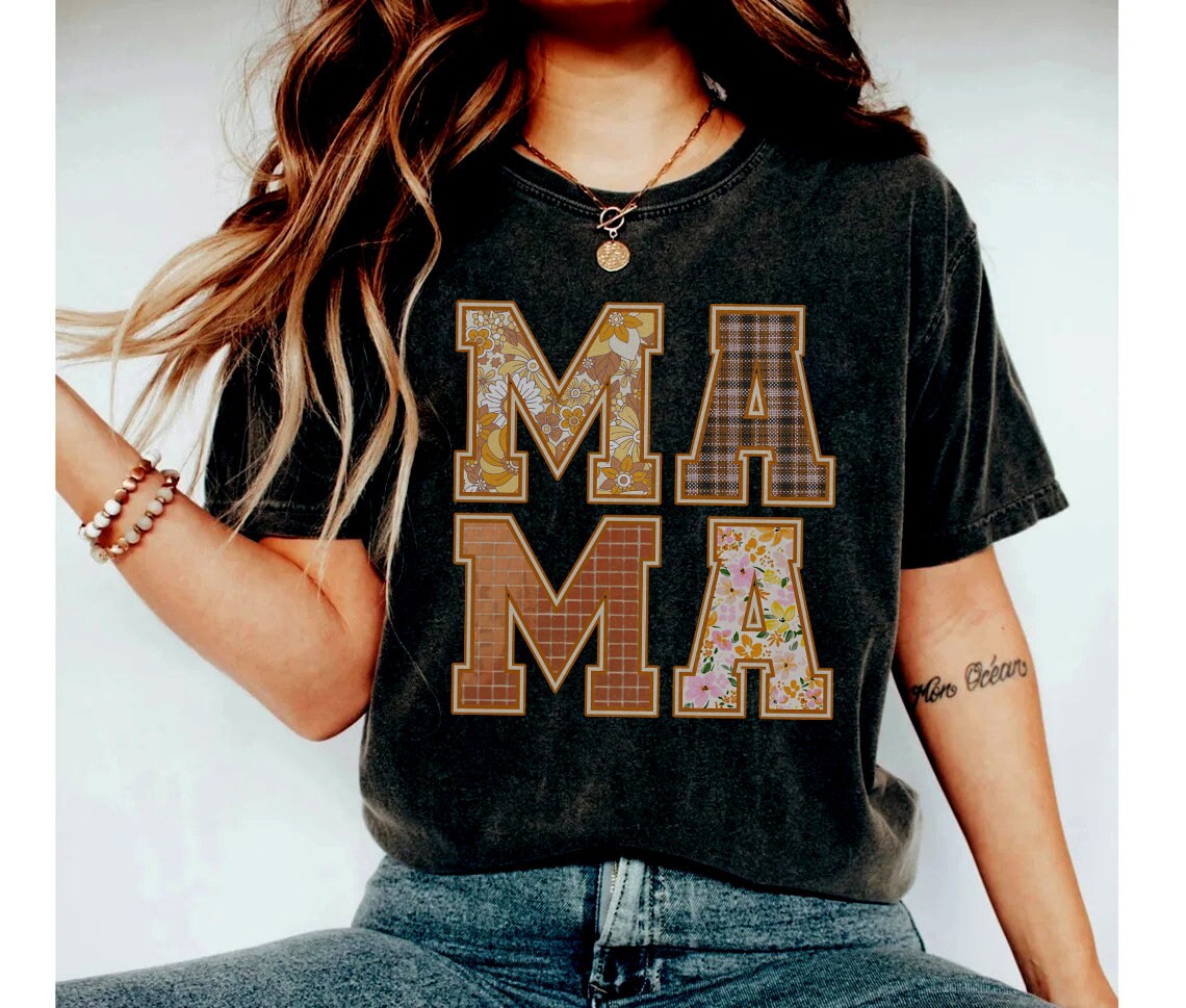 Léine Retro Mama, Léine Aghaidh Mam Smiley, Léine Mama, Léine do Mhamaí do Lá na Máthar, Léine Mam, Léine Nua Mamaí, bronntanas lá na máthar