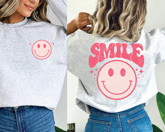 Léine Nóinín Retro Smile, Léine Aeistéitiúil, Léine Aghaidh Shona Gróbhaí suaite, Léine Grafach Trendy Aghaidh Smiley, Tee Bronntanais Breithlá