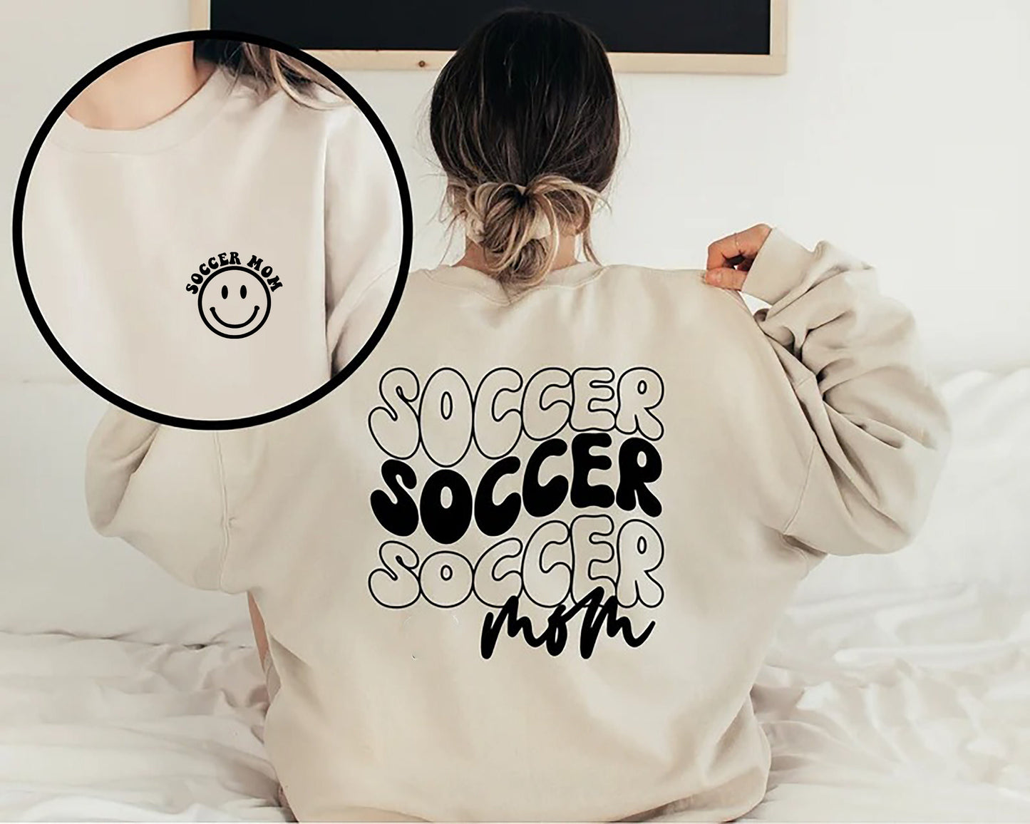 Retro Smiley Soccer Mom Sweatshirt, Custom Soccer Shirt, Game Day Soccer Hoodie, Soccer Sweatshirt, Cute Soccer Mom Life Shirts, Mom Shirt