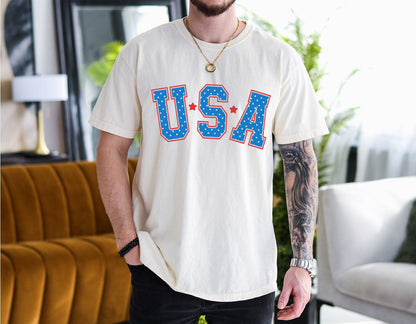 Retro Star USA Graphic Tee Shirt, 4th Of July Graphic Shirt, Star American Graphic T-shirt, Retro USA Gifts Shirt1