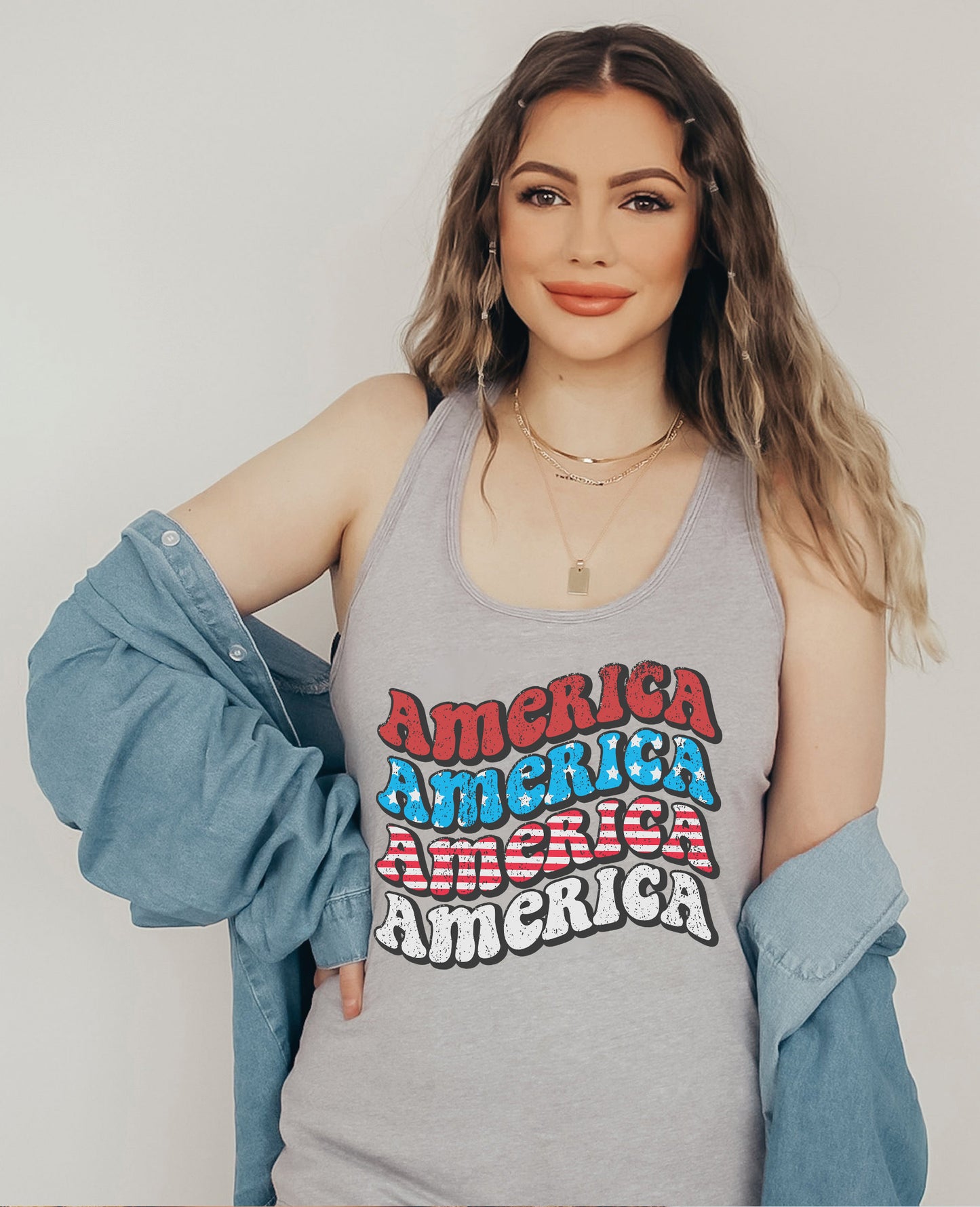 Léine Retro USA, Léine Dathanna Comfort, 4 Iúil, Bratach Mheiriceá, Lá Saoirse Shona.