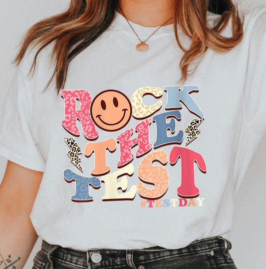 Rock The Test T-shirt, Teacher Shirt, Teacher Testing, Teacher T-shirt, Teacher Shirts, Funny Teacher Shirt, Motivational Teacher Shirt