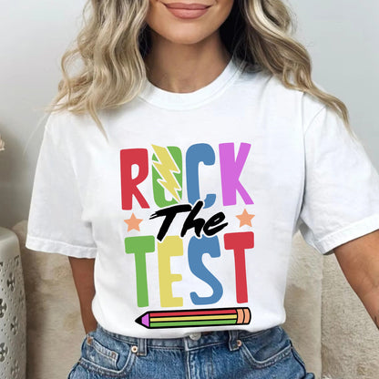 Rock The Test Tee Shirt, Múinteoir T-léine, Múinteoir Tástáil, Múinteoir T-léine, Múinteora Léinte, Greannmhar Múinteoir Léine, Motivational Múinteoir Shirt