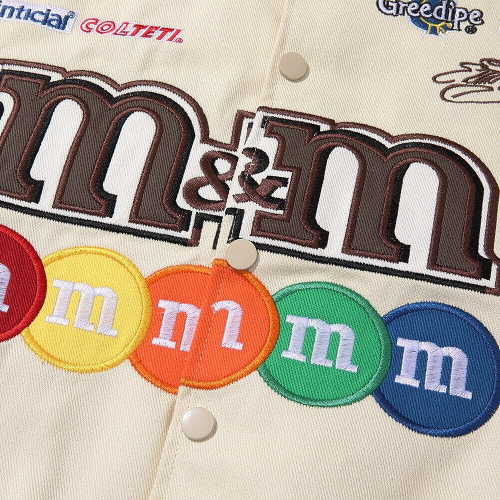 Hip Hop Men Harajuku Jacket Embroidery M Letter Print Varsity  Racing Jackets Women Vintage Patch College Oversized Coat Couple