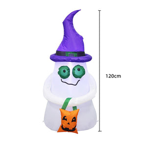 2.4m Big Halloween Inflatable Ghost Holding Pumpkin Street Signs Decoration Tricks or Treats Halloween