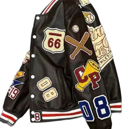 Bróidnéireacht Nua Unisex Harajuku Patchwork PU Cóta Jacket Leathar Hip Hop na mBan Earraigh Muinchille Fada Fhómhair Éadaí Seaicéad Mná