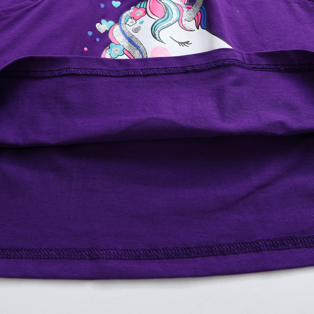 Gúna Páistí do Chailíní Fómhar Geimhreadh Muinchille Fada Gúna Cadás Rainbow Unicorn Cartún Priontáil Caith Éadaí Leanaí