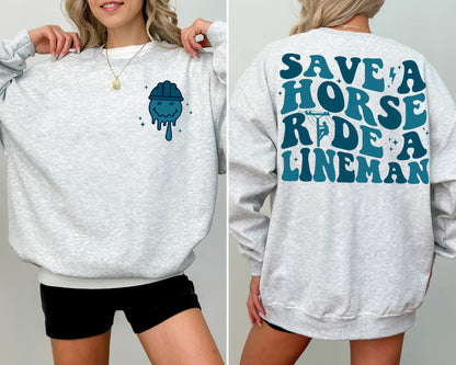 Save A Horse Ride A Lineman Sweatshirt,Lineman Wife Shirt,Wifey Shirt,Funny Lineman Shirt,Gift For Wife,Funny Wife shirt, Lineman Sweatshirt