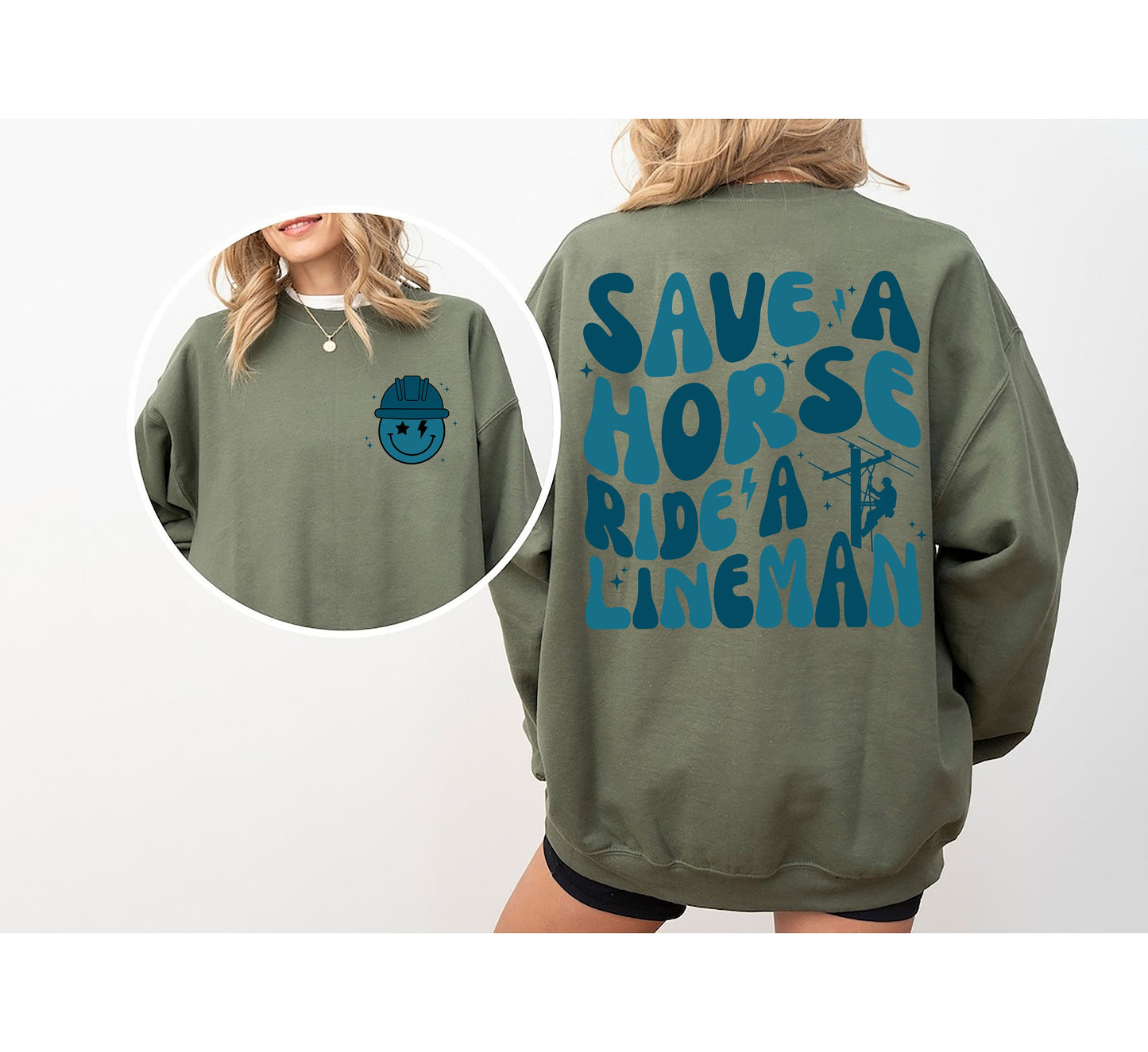 Save A Horse Ride A Lineman Sweatshirt, Wifey Shirt, Lineman Wife, Funny Lineman Shirt, Gift For Wife, Funny Wife shirt, Lineman Sweatshirt