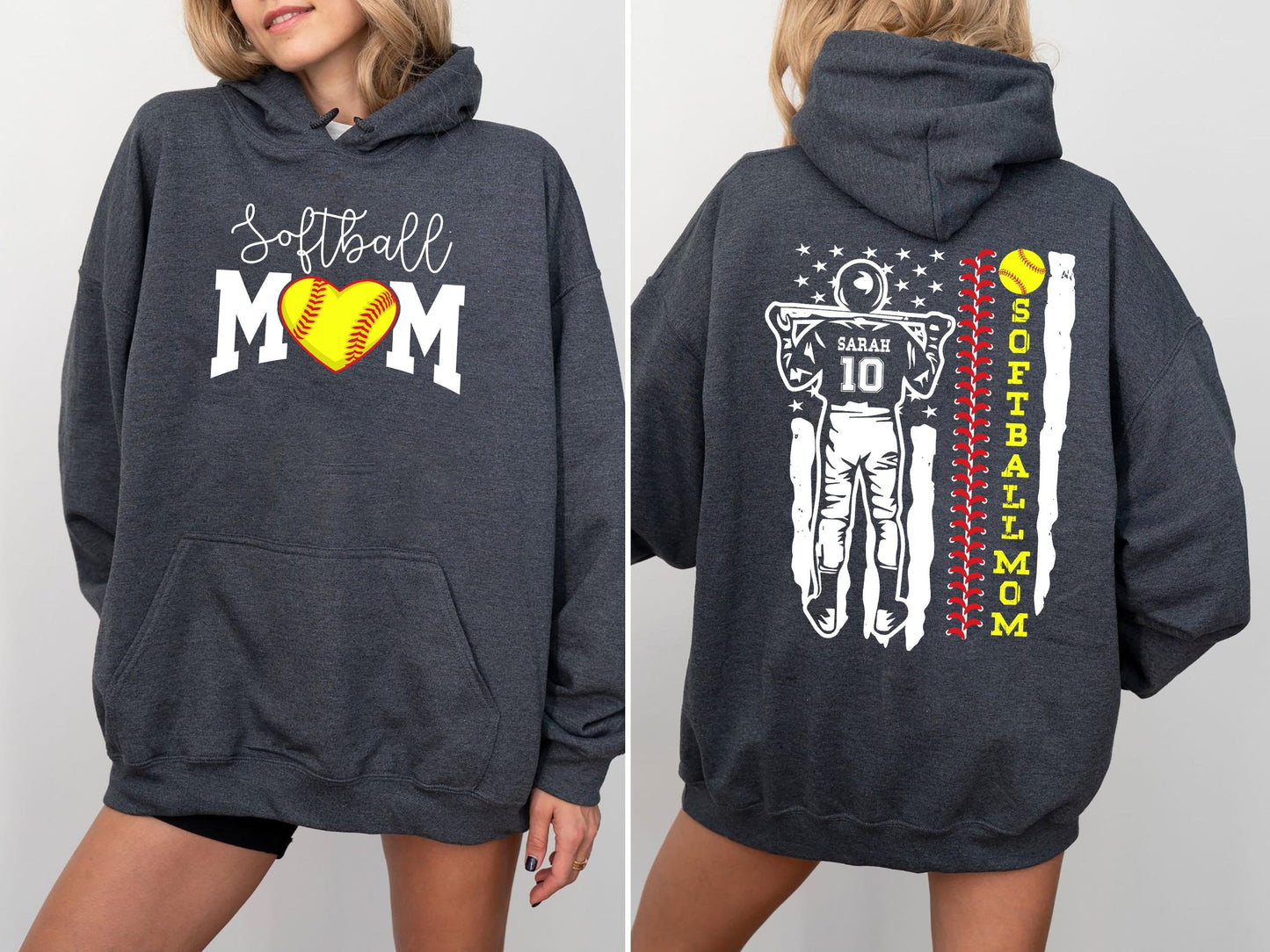 Softball Mom Sweatshirt, Custom Name and Number Softball Shirt, Mother's Day Gift, Game Day Softball Shirt, Gif for Mom, Mom Birthday Gift