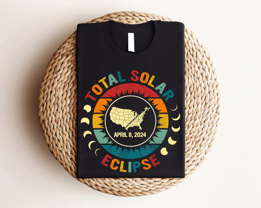 Solar Eclipse Sweatshirt, Lunar Eclipse Tshirt, 2024 America Path of Totality, April 8th 2024 Total Solar Eclipse Matching Family Shirts
