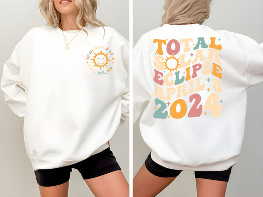 Solar Eclipse 2024 Shirt, Double-Sided Sweatshirt, April 8th 2024 Shirt, Eclipse Event 2024 Shirt, Celestial Hoodie, Gift for Eclipse Lover
