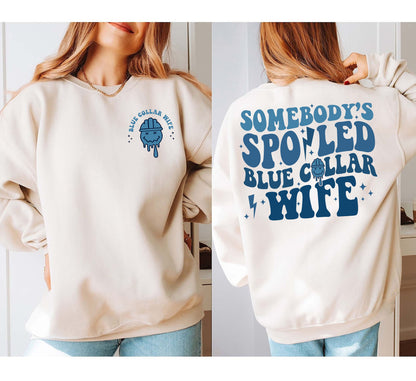 Geansaí Banchéile Collar Gorm Millte do dhuine éigin, Léine millte mná céile, léine mamaí greannmhar, Léine Saoil Mam, Bronntanas do Bhríde