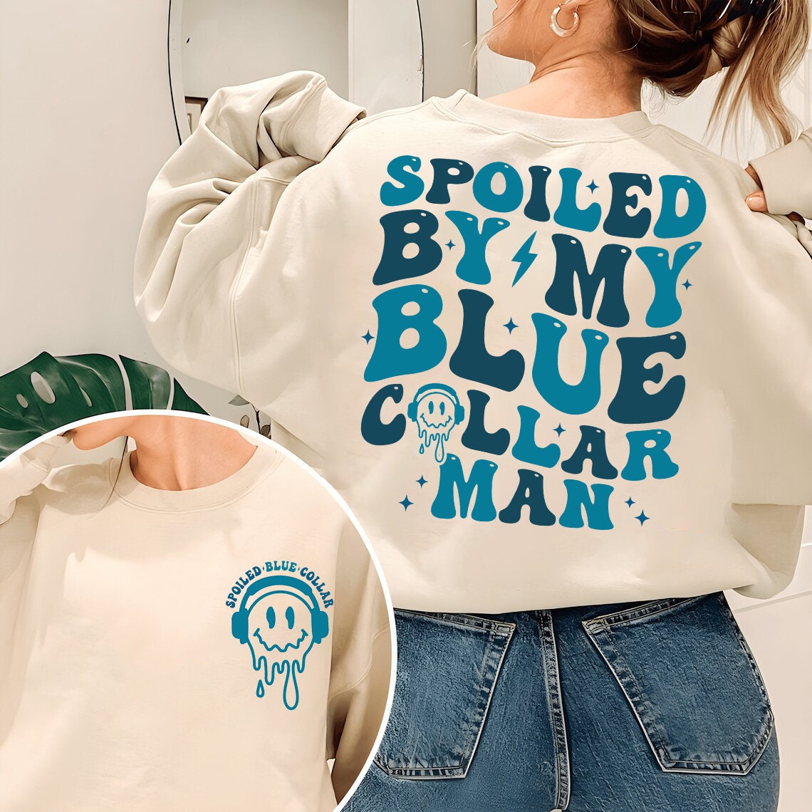 Spoiled By My Blue Collar Man Shirt, Blue Collar Wife Sweatshirt, Spoiled Girlfriend Shirt, Funny Blue Collar Shirt, Funny Wife Gifts