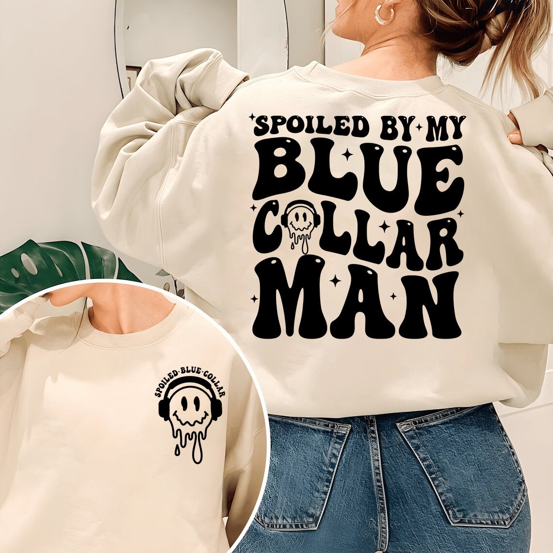 Spoiled By My Blue Collar Man Sweatshirt, Blue Collar Wife Shirt, Spoiled Girlfriend Shirt, Funny Blue Collar Shirt, Funny Wife Gifts