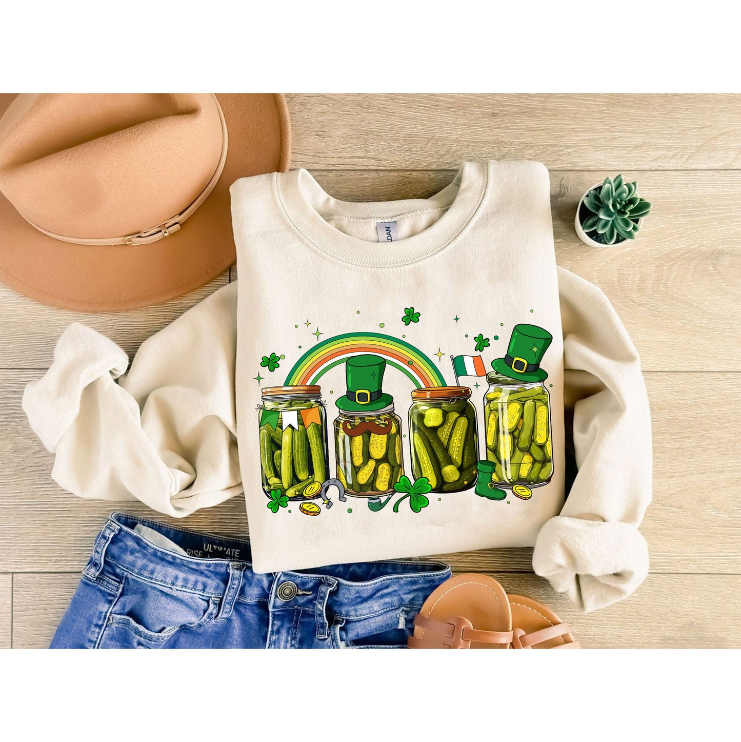 St. Patrick's Day Pickle Sweatshirt, St Patricks Day Pickle Shirt, Clover Shirt, Pickle Shirt, Leprechaun Tee, Shamrock Shirt, Lucky Shirt