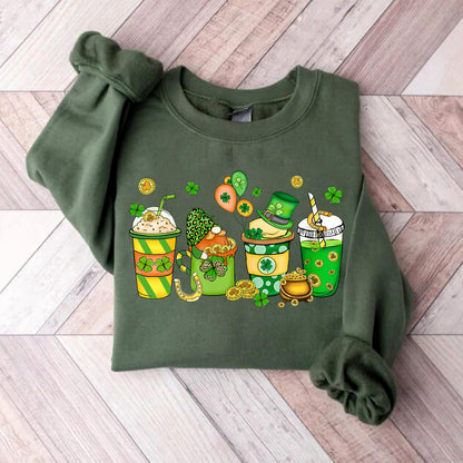 St Patrick's Day Coffee Sweatshirt, Lucky Latte Shirt, Womens St Patricks Day Shirt, Shamrock Shirt, St Patrick's Day Gifts, St Pattys Day