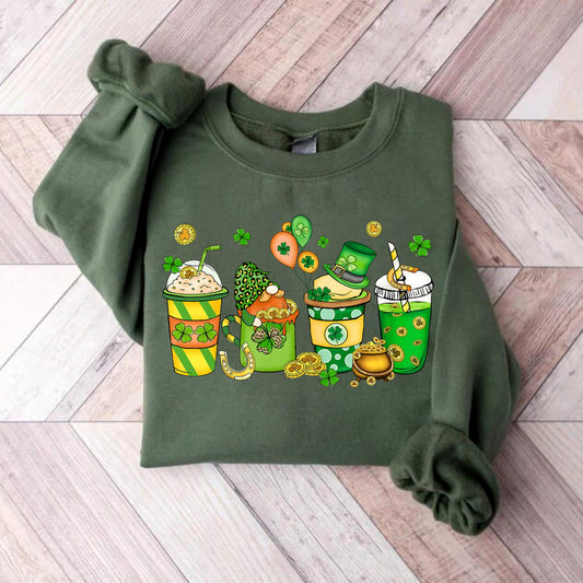 St Patrick's Day Coffee Sweatshirt, Lucky Latte Shirt, Womens St Patricks Day Shirt, Shamrock Shirt, St Patrick's Day Gifts, St Pattys Day
