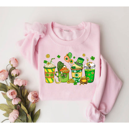 St Patrick's Day Coffee Sweatshirt, Lucky Latte Shirt, Womens St Patricks Day Shirt, Shamrock Shirt, St Patrick's Day Gifts, St Pattys Day