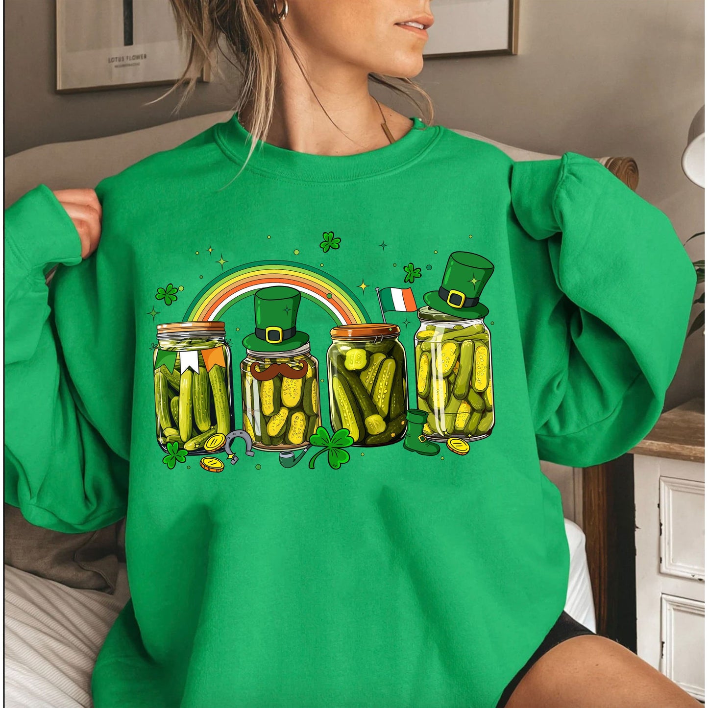 St. Patrick's Day Pickle Sweatshirt, St Patricks Day Pickle Shirt, Clover Shirt, Pickle Shirt, Leprechaun Tee, Shamrock Shirt, Lucky Shirt