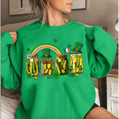 St. Patrick's Day Pickle Sweatshirt, St Patricks Day Pickle Shirt, Clover Shirt, Pickle Shirt, Leprechaun Tee, Shamrock Shirt, Lucky Shirt