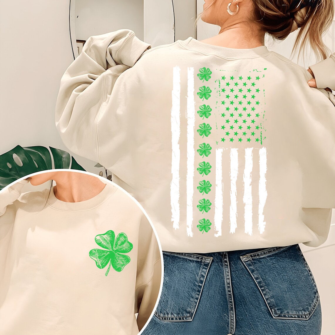 Cochall agus Geansaí Bratach Mheiriceá Lá Fhéile Pádraig, Léine Lá Fhéile Pádraig, Léine Éireann, Léine Bhratach SAM