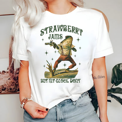Strawberry Jams But My Glock Don't Sweatshirt , Comfort Colors Funny Frog Shirt, Funny Meme Shirt