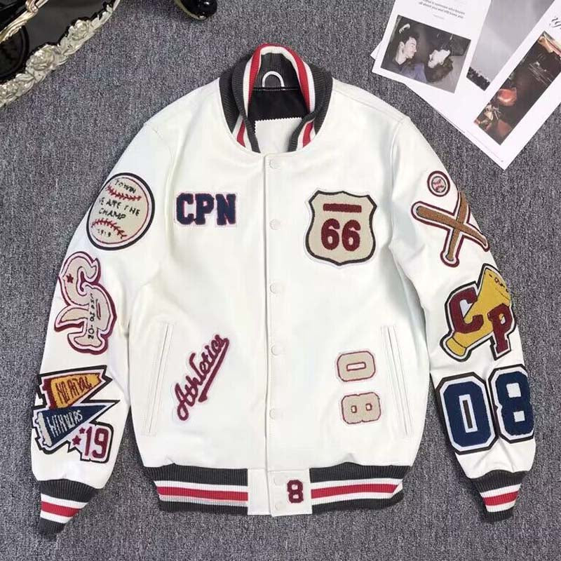 Bomber Leather Jacket Men Motorcycler Flocking Embroidery Loose Biker PU Baseball Jackets Mens High Street Racing Coat 2023