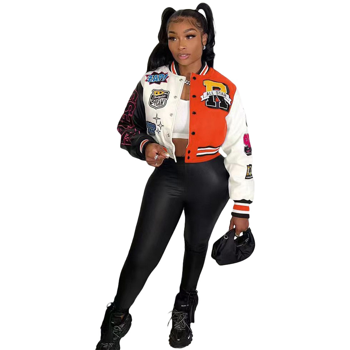 Mná Splicing Dath Codarsnachta Seaicéid Gearr Mná Y2K Cóta Baseball Cíche Aonair Cropped 2023 Earraigh Jackets Éadaí Sráide