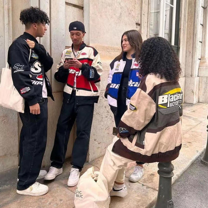 Éadaí sráide litir ricamo giacca moto uomo Chaquetas Hombre Hip Hop Cotone Vintage Coppie primavera giacca da Baseball Unisex