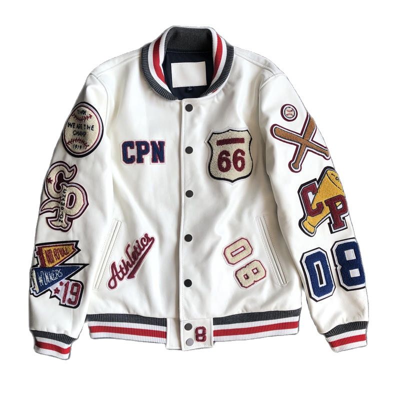 Bróidnéireacht Nua Unisex Harajuku Patchwork PU Cóta Jacket Leathar Hip Hop na mBan Earraigh Muinchille Fada Fhómhair Éadaí Seaicéad Mná