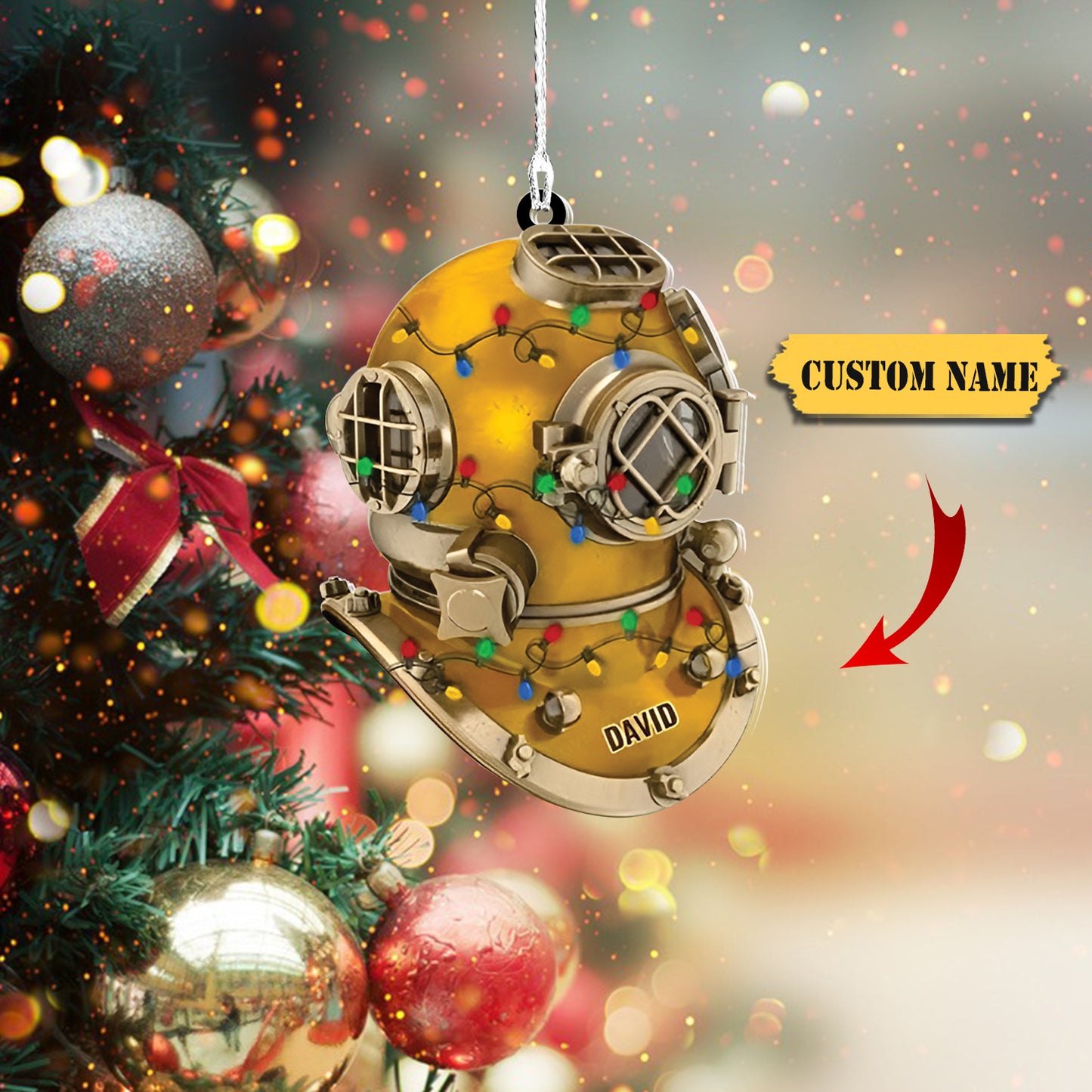 Scuba Ornament, Scuba Diver Ornament, Scuba Diving Helmet Personalized Ornament for Diving Lover, Ornament Christmas, Ornament For Gift