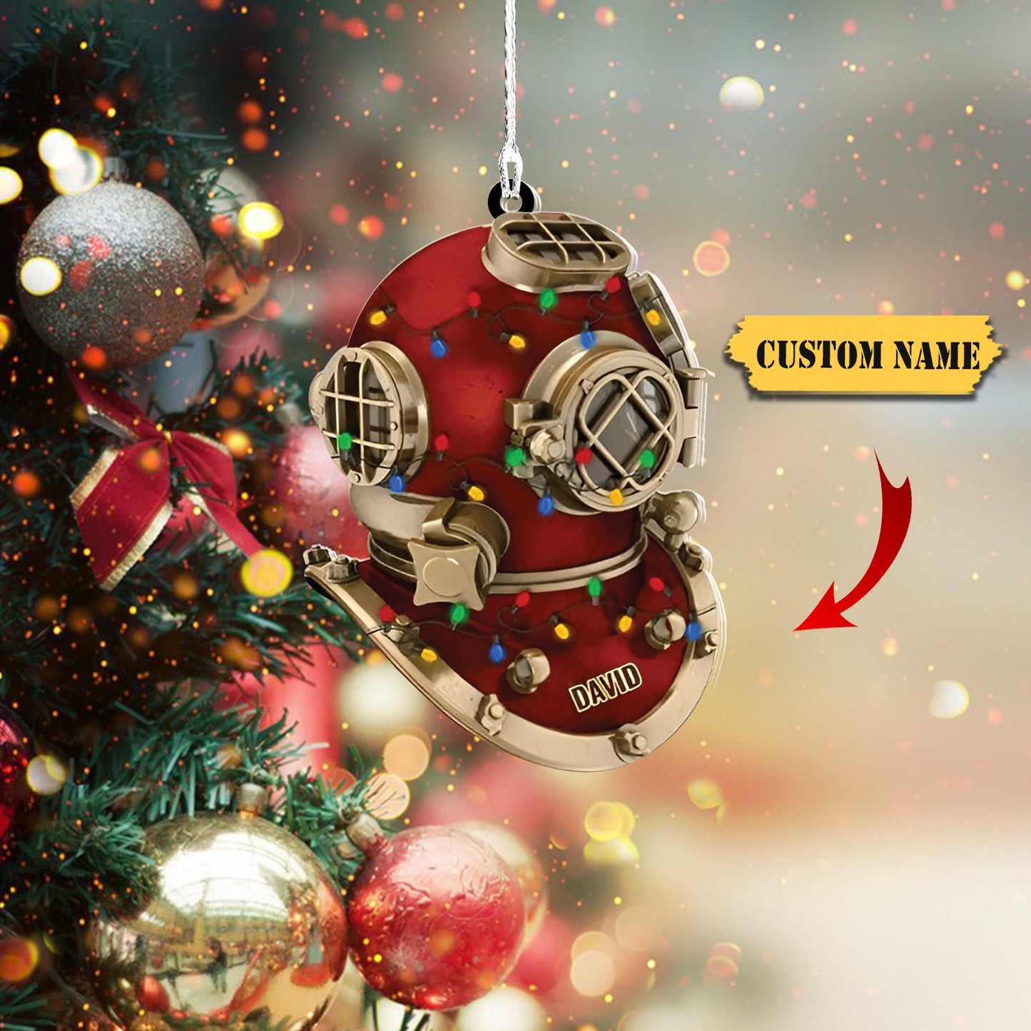 Scuba Ornament, Scuba Diver Ornament, Scuba Diving Helmet Personalized Ornament for Diving Lover, Ornament Christmas, Ornament For Gift
