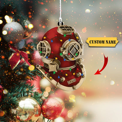 Scuba Ornament, Scuba Diver Ornament, Scuba Diving Helmet Personalized Ornament for Diving Lover, Ornament Christmas, Ornament For Gift