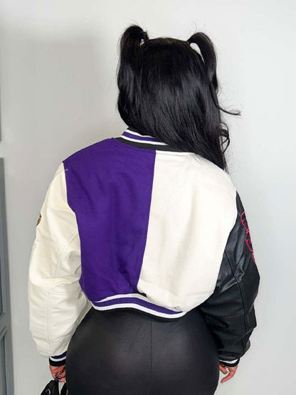 Mná Splicing Dath Codarsnachta Seaicéid Gearr Mná Y2K Cóta Baseball Cíche Aonair Cropped 2023 Earraigh Jackets Éadaí Sráide
