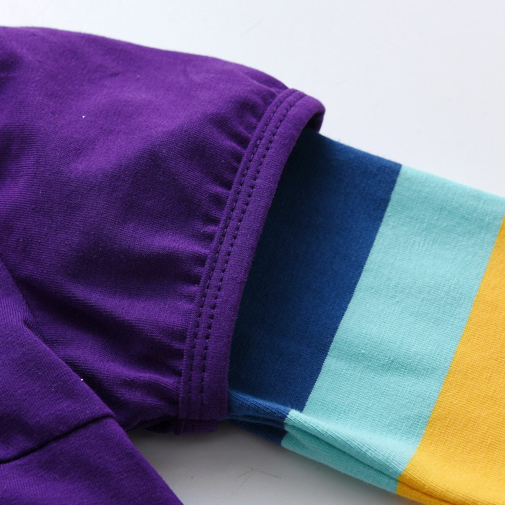 Gúna Páistí do Chailíní Fómhar Geimhreadh Muinchille Fada Gúna Cadás Rainbow Unicorn Cartún Priontáil Caith Éadaí Leanaí