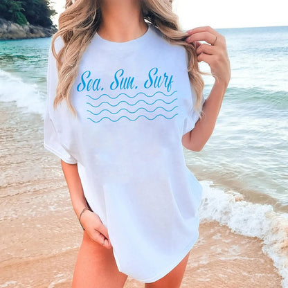 Tléine Surfála Ghrian na Farraige, Léine Tonnta Íosta, Léine Trá, Té Aigéin, Fearas Bádóireachta, Te Samhraidh, léine Unisex samhraidh, léine t trá, bronntanas teaghlaigh