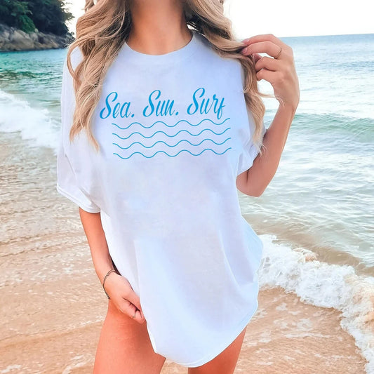 Tléine Surfála Ghrian na Farraige, Léine Tonnta Íosta, Léine Trá, Té Aigéin, Fearas Bádóireachta, Te Samhraidh, léine Unisex samhraidh, léine t trá, bronntanas teaghlaigh