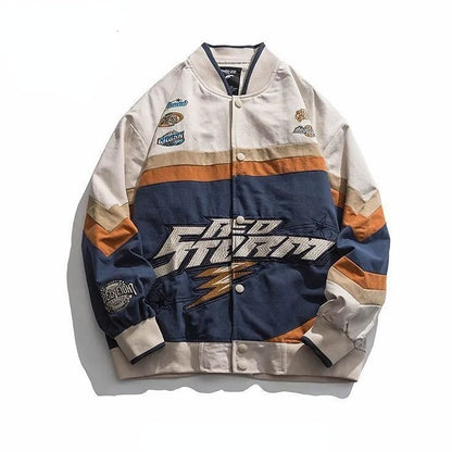 Éadaí sráide litir ricamo giacca moto uomo Chaquetas Hombre Hip Hop Cotone Vintage Coppie primavera giacca da Baseball Unisex