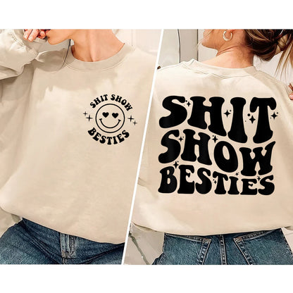 Léine Shit Show Besties, Léine Beatha Mam, Léine Greannmhar Mam, Léine Inspreagtha, Léine Inspioráideach, Léine Greann do Dhaoine Fásta, Tee Bronntanas Lá na Máthar