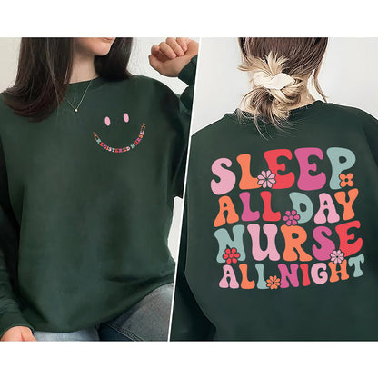 Sleep All Day Nurse All Night Comfort Colors Shirt, Funny Nurse Shirt, Nurse Tshirt, Nursing Shirts, Nurse Gift, Nurse Week, Smiling Nurse