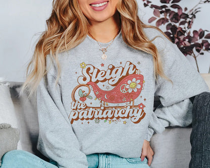 Sleigh An Patriarchy Feimineach geansaí Nollag Retro Christmas Crewneck Feimineach Geansaí Feimineachas Feimineach geansaí Pro Roe bronntanas