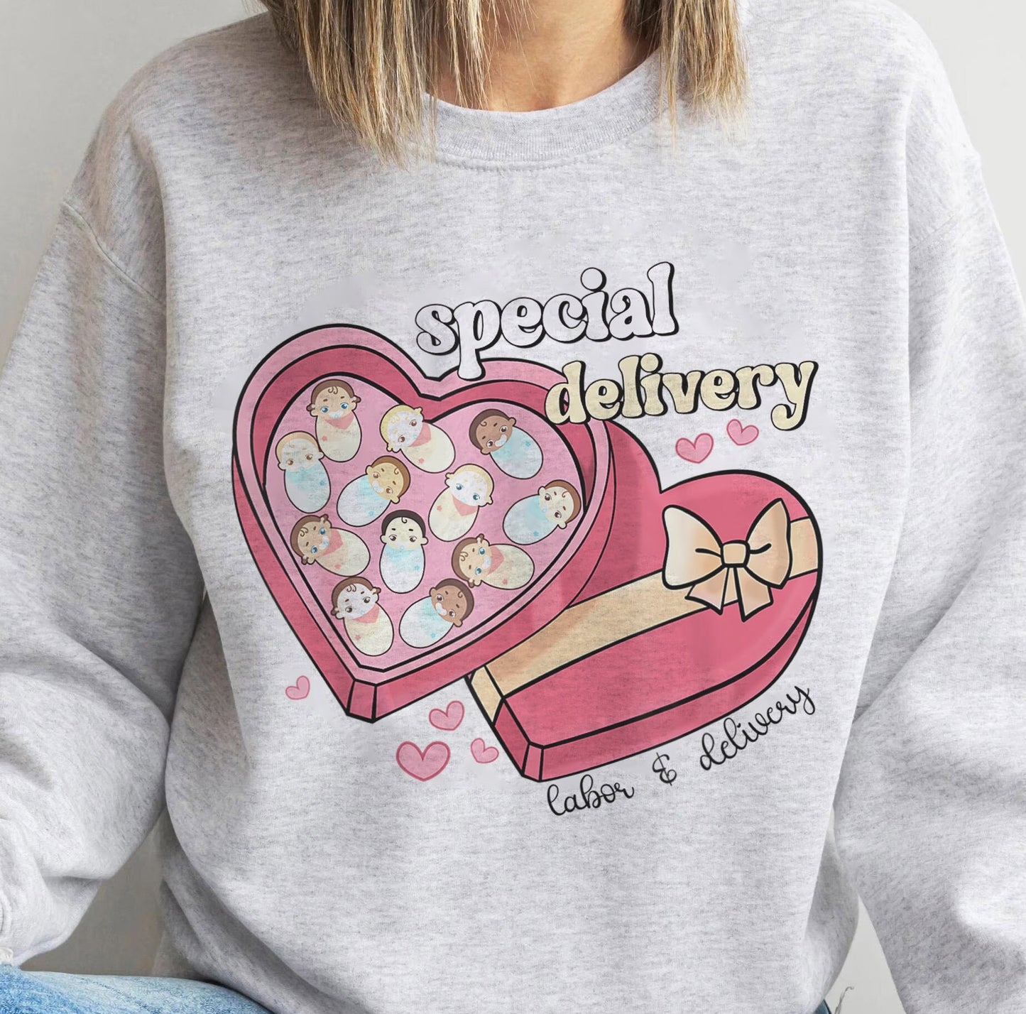 Special Delivery Labor and Delivery Nurse Valentine's Day Shirt, L & D Nurse Sweatshirt, Cute Swaddle Baby, Graduation Gift Birth Nurse