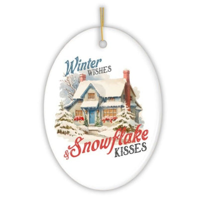 Winter Wishes and Snowflake Kisses Vintage Christmas Ornament