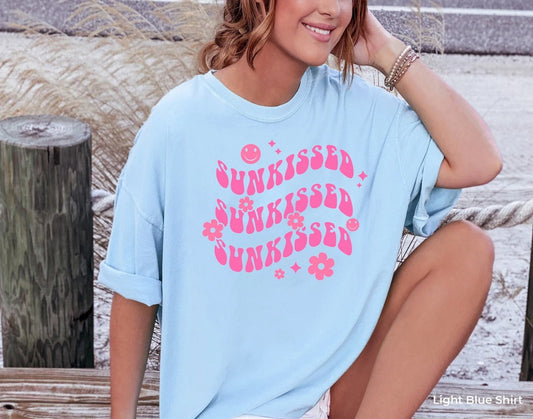 Tléine Samhraidh Sunkissed, Tae Trá Unisex, Tléine Sunkissed Bándearg, T-léine samhraidh, Te Samhraidh, léine Unisex samhraidh, léine Beatch
