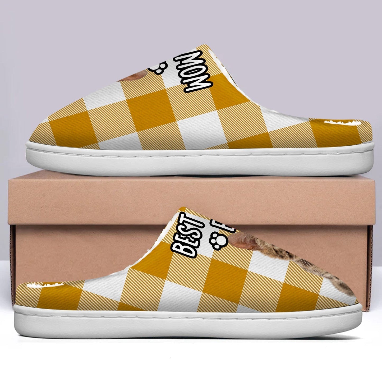 Custom Photo Best Dog Mom Ever - Gift For Pet Lovers - Personalized Fluffy Slippers