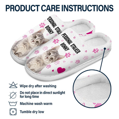 Custom Photo Personal Stalker I Will Follow You - Gift For Pet Lovers - Personalized Fluffy Slippers